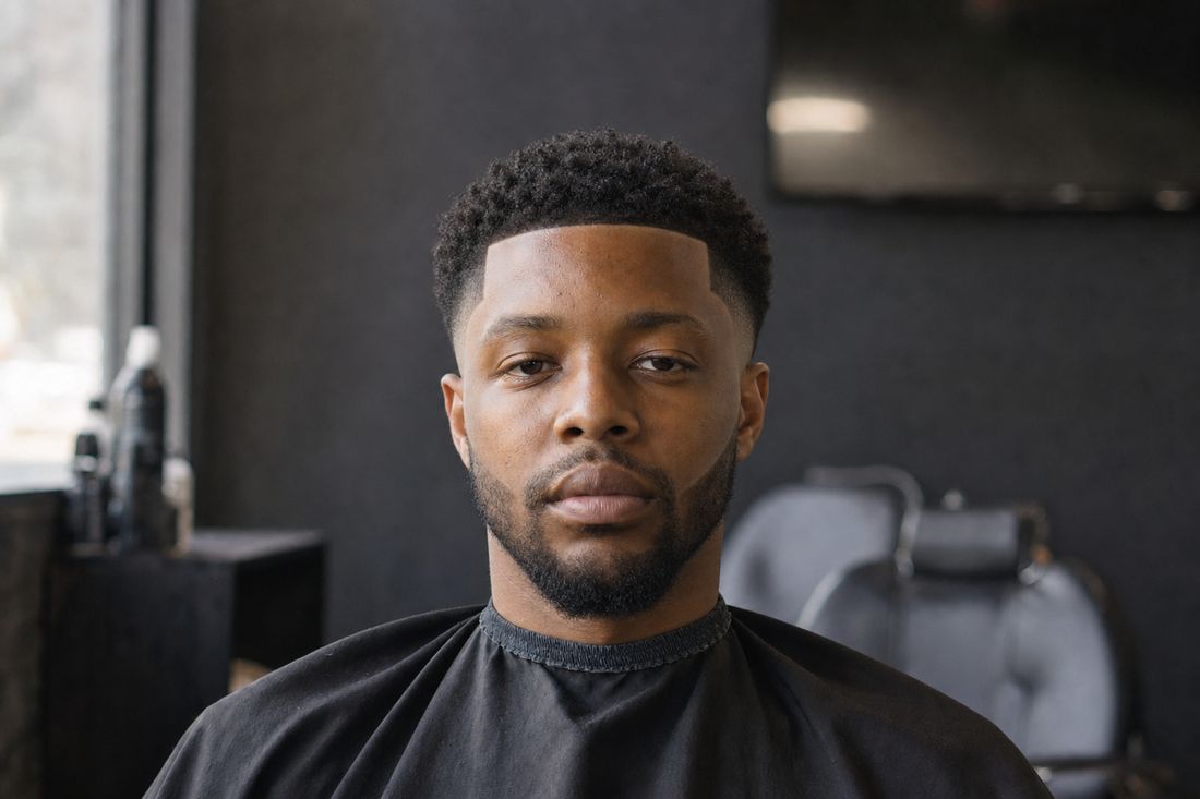 The same client after a mid taper fade with a sharp lineup